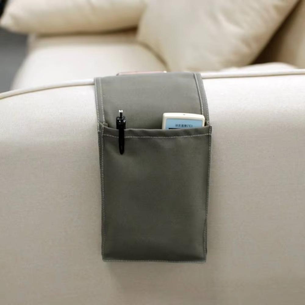 Cotton Linen Bedside Storage Organizer with Pockets Solid Color Hanging Bag High-capacity Storage Bag серый