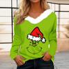 Women's T Shirt Tee Christmas Shirt Long Sleeve Party Christmas Fleece Collar V Neck Top