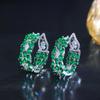 Elegant Hoop Earrings Green Crystal Cubic Zircon Water Drop Hoop Earrings for Bride Women Engagement White Gold Color CZ Jewelry