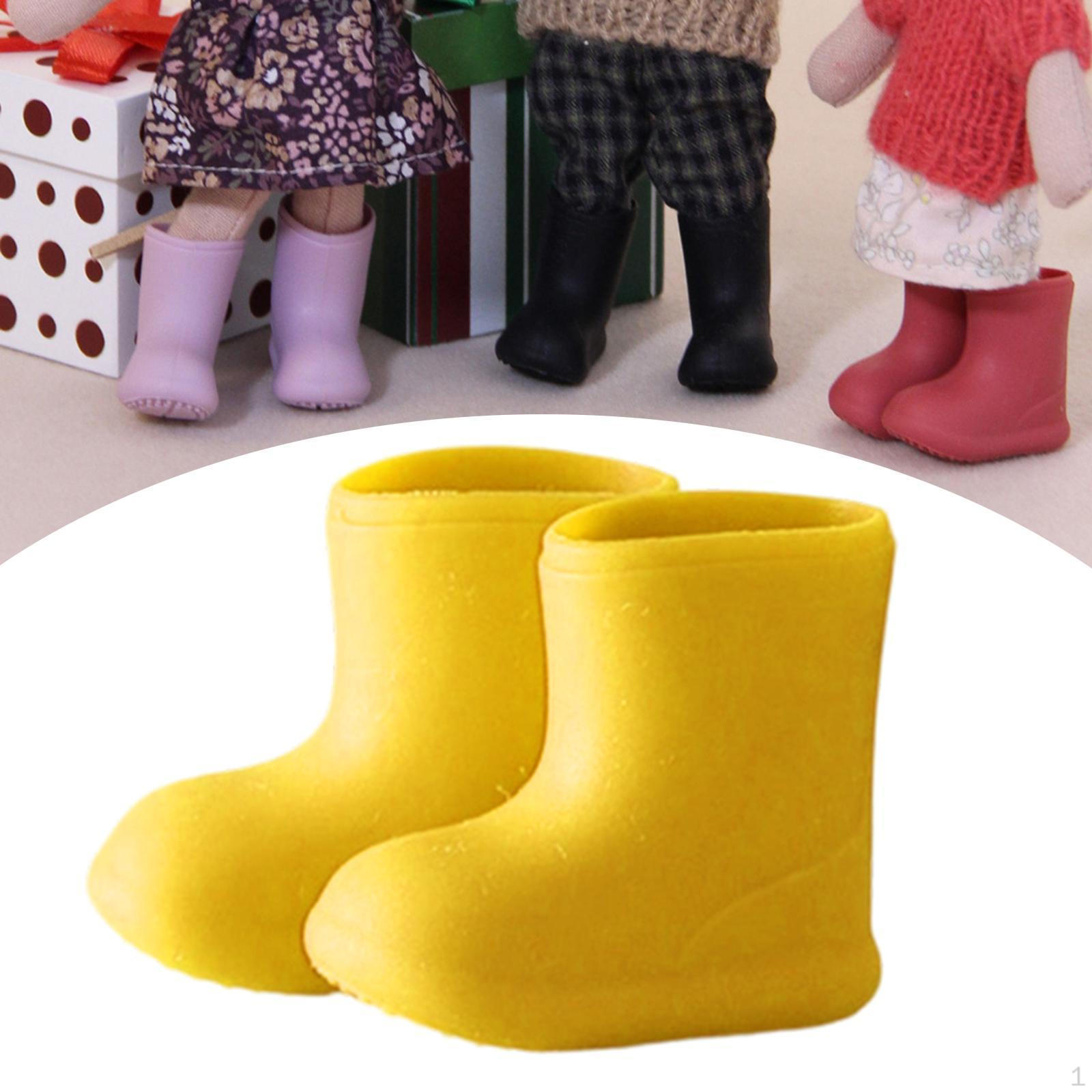 

Doll Rain Boots Shoes Dolls Accessories Silicone Soft for 1/12 BJD Stylish Photo Prop Stable жовтий