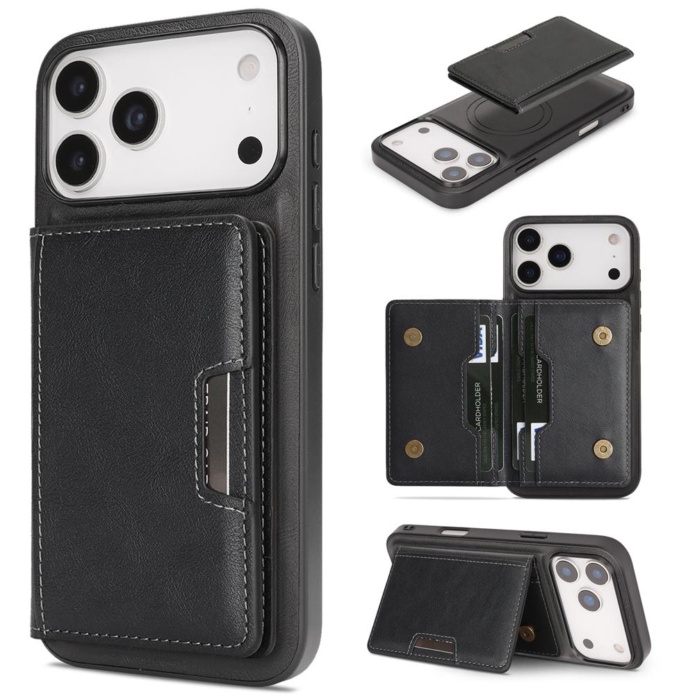 

2 in 1 Magnetic Leather Case for IPhone 17 16 15 14 13 12 Pro Max Plus Air 16E 17E Wrieless Charging For Magsafe Phone Cover iPhone 16 Pro чорний