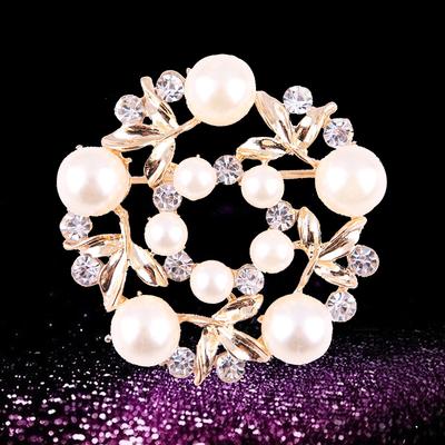 Fashion Popular Handmade Crystal Large Pearl Wreath Brooch Brooch Women's Accessories Exquisite Hypoallergenic Luxury Enamel Brooch Long-Lasting Color