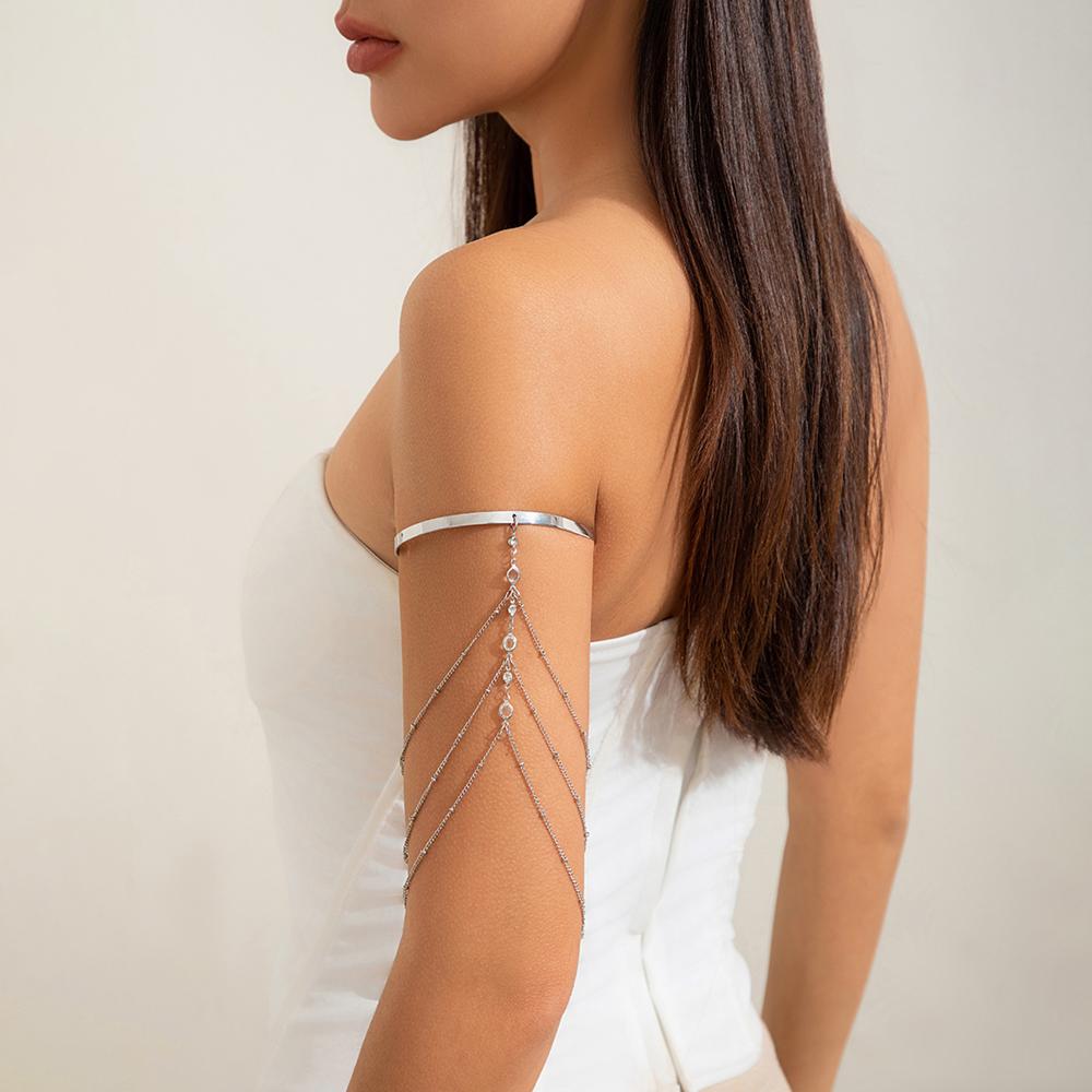 Trendy Arm Jewelry Fashion Sexy Multi-layered Rhinestone Chain Tassel Upper Arm Bracelet Armlet Armband Women Accessories