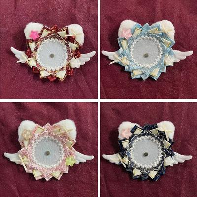Lace Badge Holder Plush Cat Ear Pins Tray Cute Itabag Decor  Anime Badge Decoration