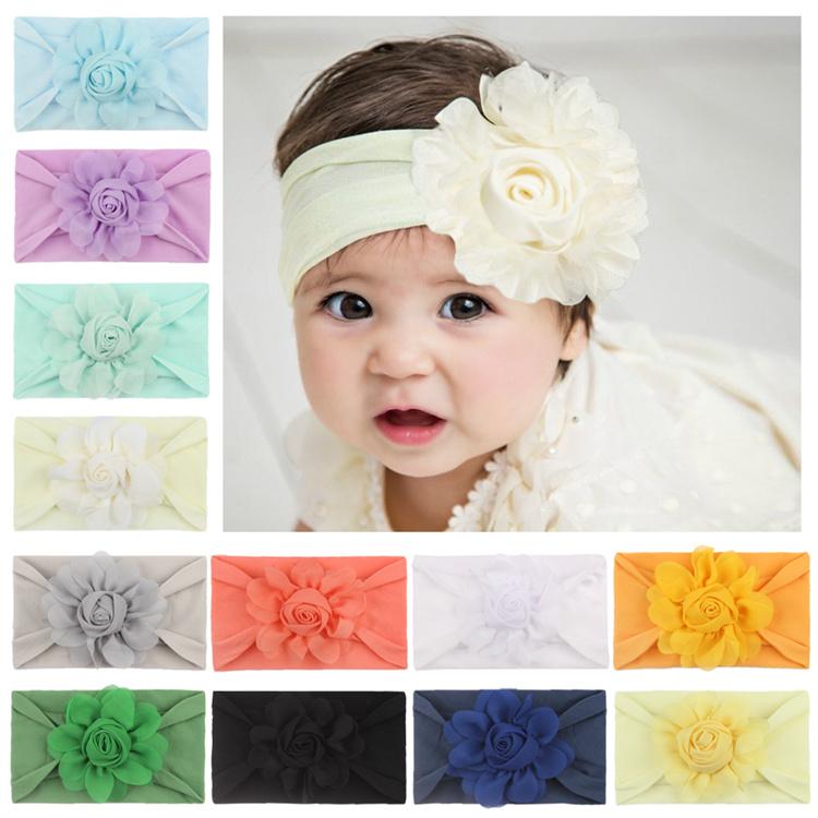 New Children's Hair Band Rose Bract Nylon Soft Elastic Combination Baby Hair Band Baby Hair Accessories Wholesale