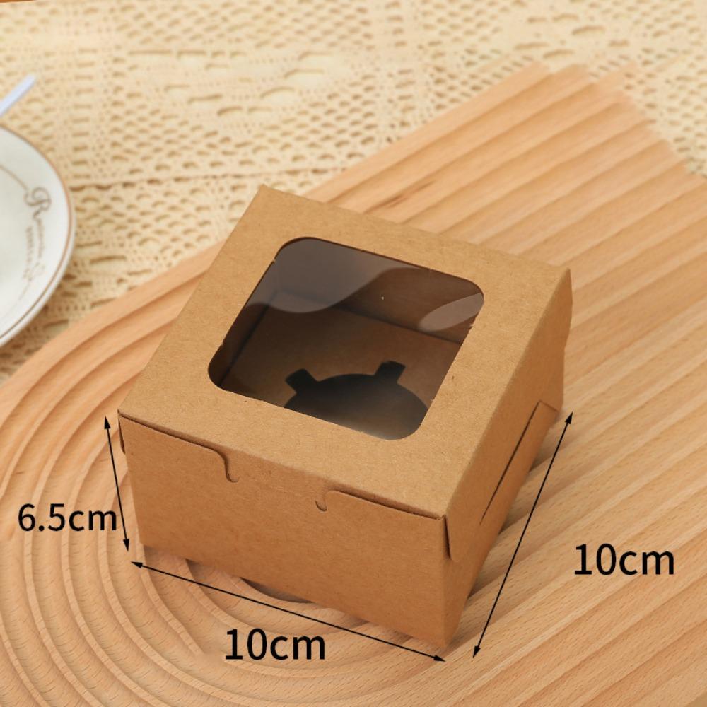 

10 шт. Прозрачная коробка для выпечки с окошком, упаковочная коробка на 1/2/4/6 отверстий, коробка для торта на день рождения, свадьбу Brown-1 Hole