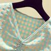 Plaid Short-sleeved Shirt Female Summer V-neck Drawstring Short Section Design Sense Korean Fashion Puffy Sleeve Thin Tops