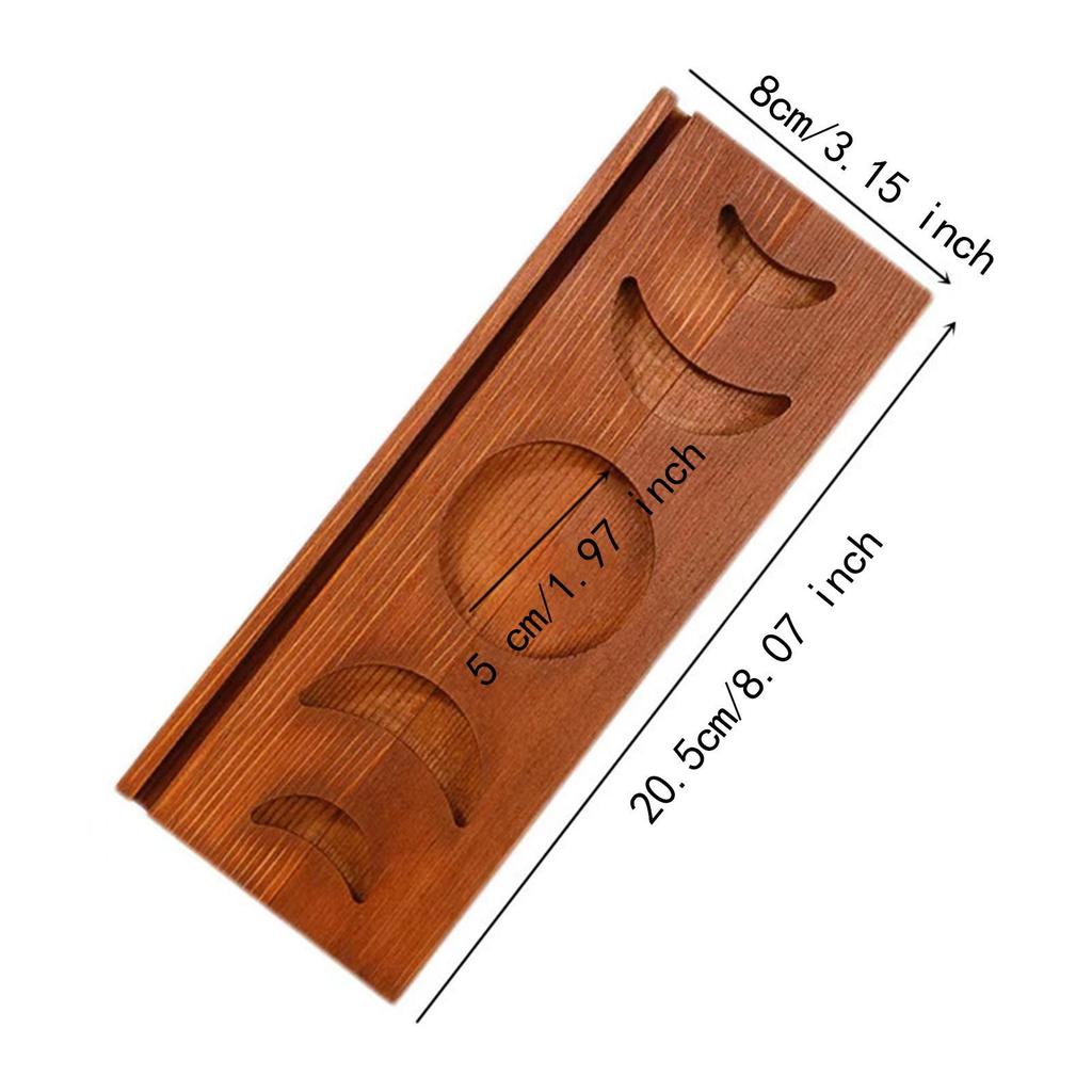 Tarot Card Holder Crystal Organizer Moon Tray Wood Candlestick Card Stand Moon