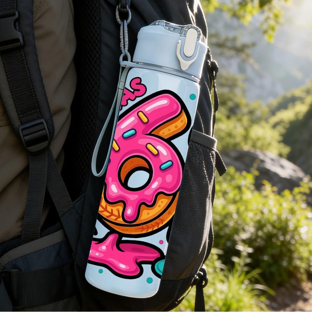 1PC Sixty Seven Bright Pop Graffiti Number Art 750ml Color Plastic Sports Water Bottle Leakproof Flip Straw Lid Suitable for Sports Office Home Use