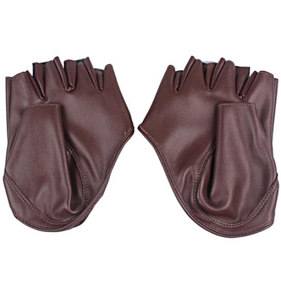 Lady Fashion Faux Leather Half Finger  Gloves Driving Pole Dancing Show Gloves