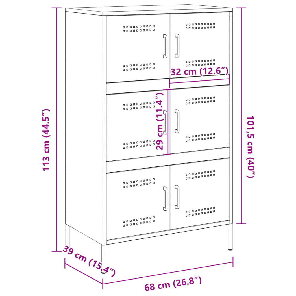 Highboard Anthracite 68 X 39 X 113 Cm Steel