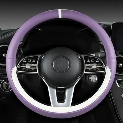 Capa Simples para Volante de Carro Four Seasons Couro PU Napa Absorvente de Suor e Resistente ao Desgaste Interior do Carro