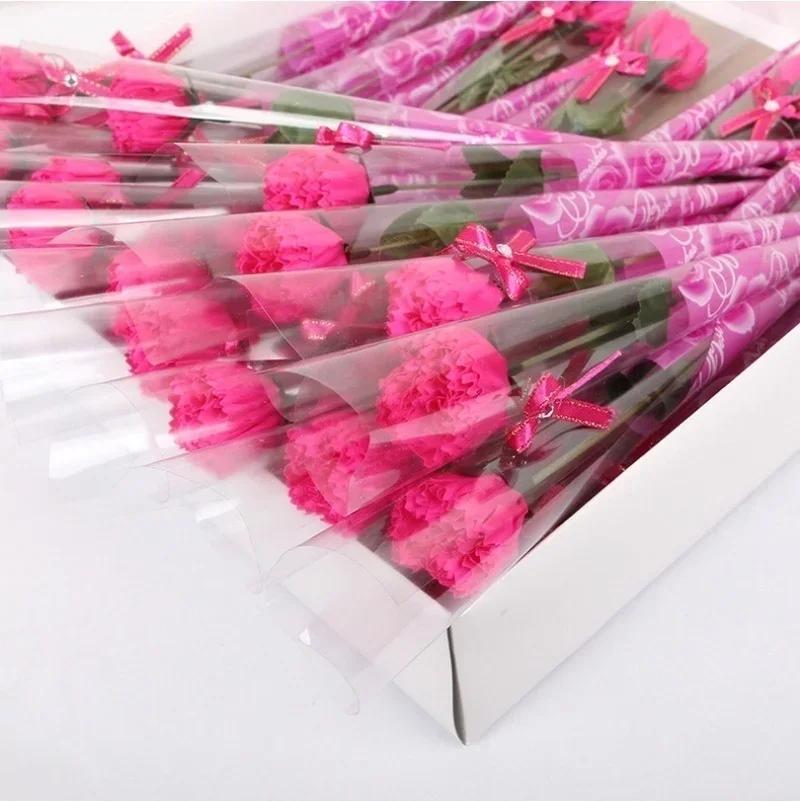 

8 Pcs/lot Artificial Bath Carnation Soap Flowers Mothers Day Gift Party Decoration Valentines Day Gift