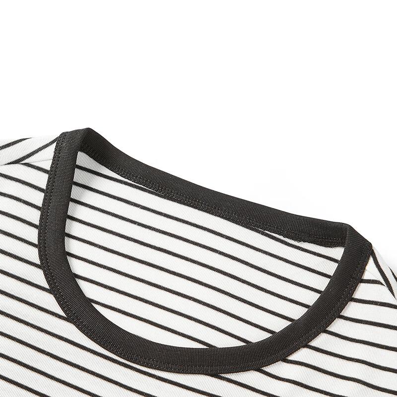 Ledian Color-block Striped Round Neck T-Shirt