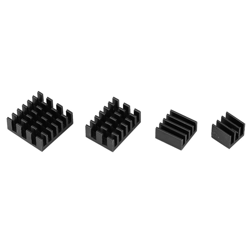 5Set/20Pcs Black Aluminum Heat Sink with Adhesive CPU Cooler Electronic Devices