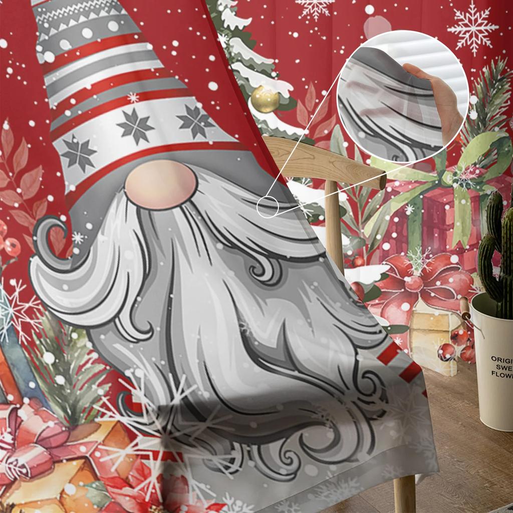 Christmas Snowflake Gnome Eucalyptus Red Sheer Curtains Bedroom Decoration Window Curtain Kitchen Tulle Voile Curtains