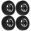 4Pcs Remote Control Metal Wheel Hub Rubber Tires Replacement for MN86 1/12 RC CarBlack