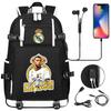 Soccer Print Backpack for Teens Casual Travel USB Charging Student Bookbag Sports Backpack Large Capacity