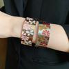Metal Drip Oil Flower Bracelet Silver Elastic Bangles Geometric Square Bangle  Decoration