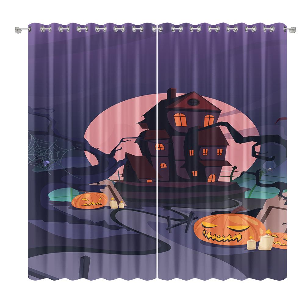 Halloween Curtain Cloth Bedroom Living Room Balcony Blackout Curtain Office Hotel Insulation Curtain