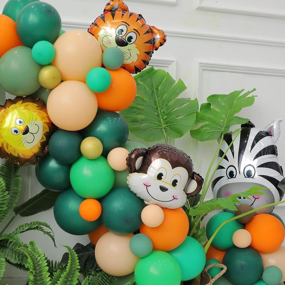 Jungle Animal-themed Green Balloon Set, Children's Party Birthday Balloon Set, Party Decoration