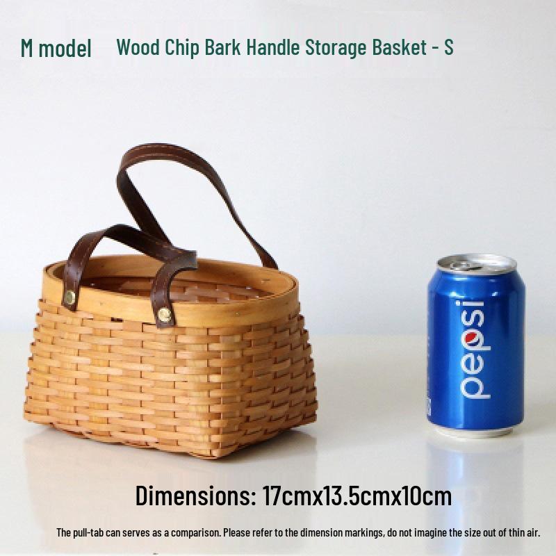 Compact Bamboo and Rattan Woven Picnic and Storage Basket for Fruits, Bread, and Eggs