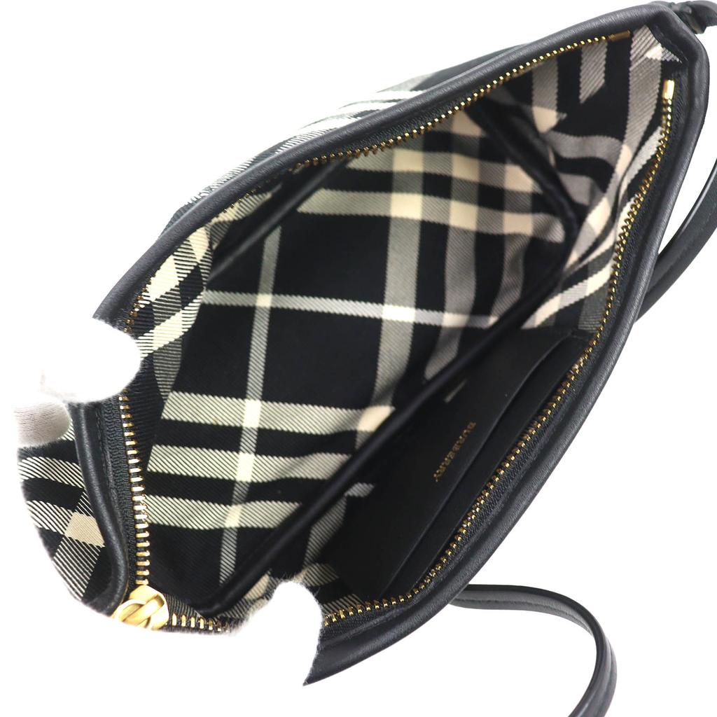 Great BURBERRY Shoulder Bag Check Pattern Leather Canvas Mini Bag black 8095295 Used