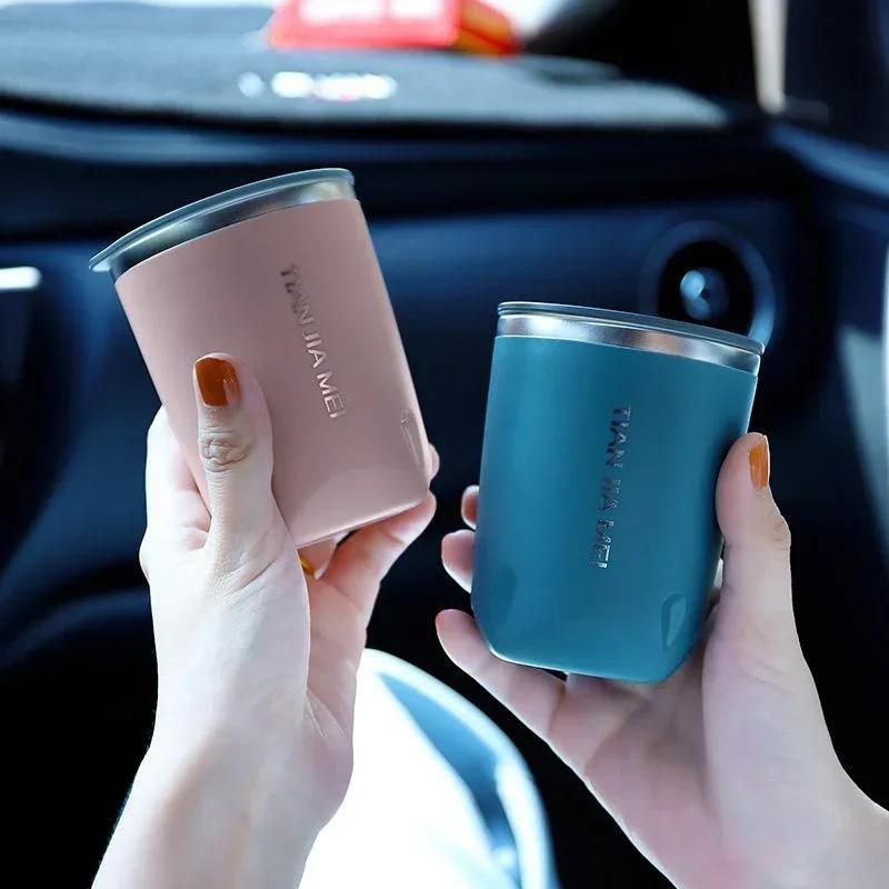 Portable Mini Stainless Steel Casual Cup Double Layer Heat Insulation Anti-scald with Lid Travel Drinking Coffee Milk Tea Cup