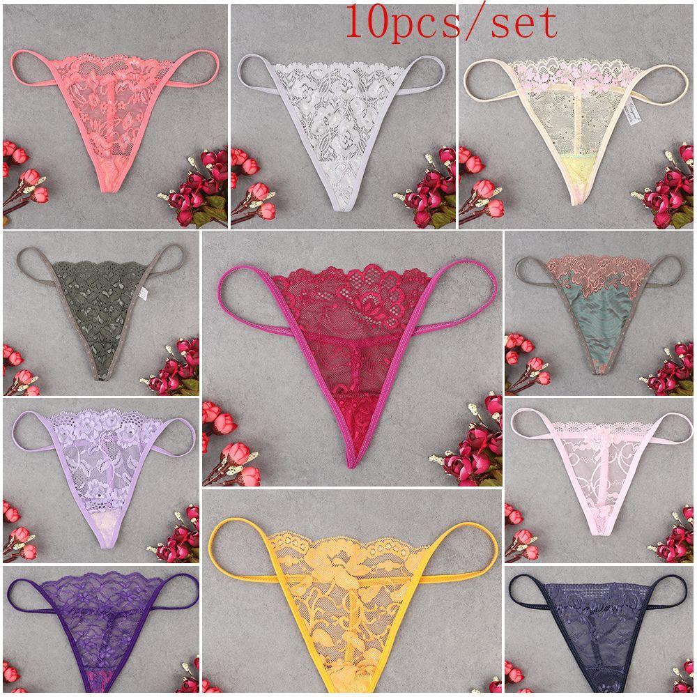 10pcs Random Transparent Underpants Thong G-String Sexy Lingerie Lace Panties Low Waist Briefs