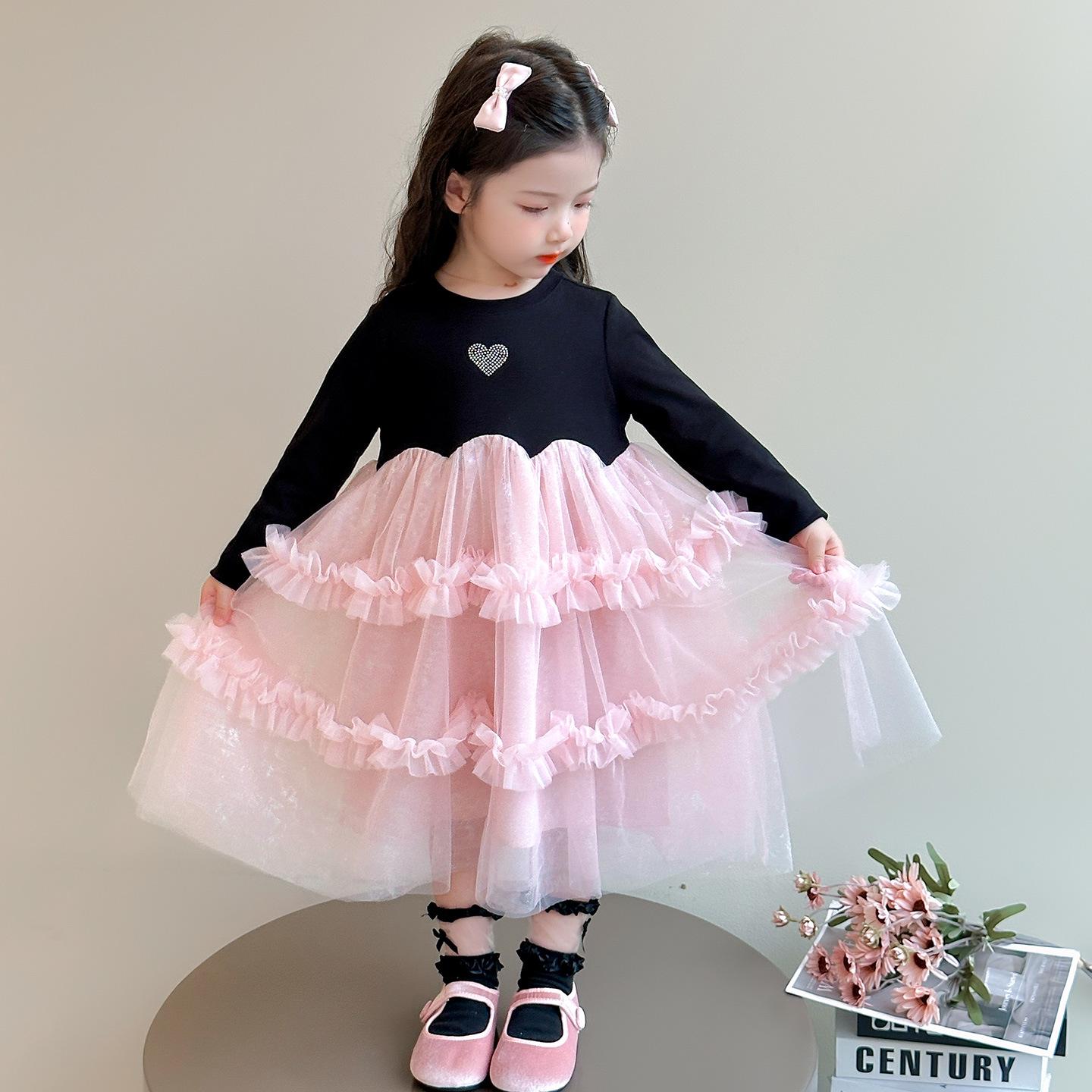 

Autumn 2025 Cute Long Sleeve Gauze Dress for Little Girls - Stylish Princess Design 100 cm
