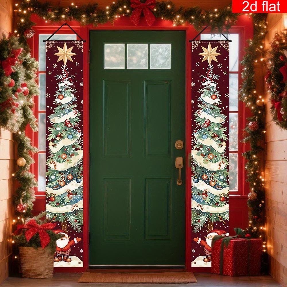 Merry Christmas Couplet Banner Santa Tree 1 Pair Indoor Outdoor Decor