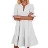 Women's Fashion Casual Slim Middle Sleeve V-Neck Ruffle Dresses