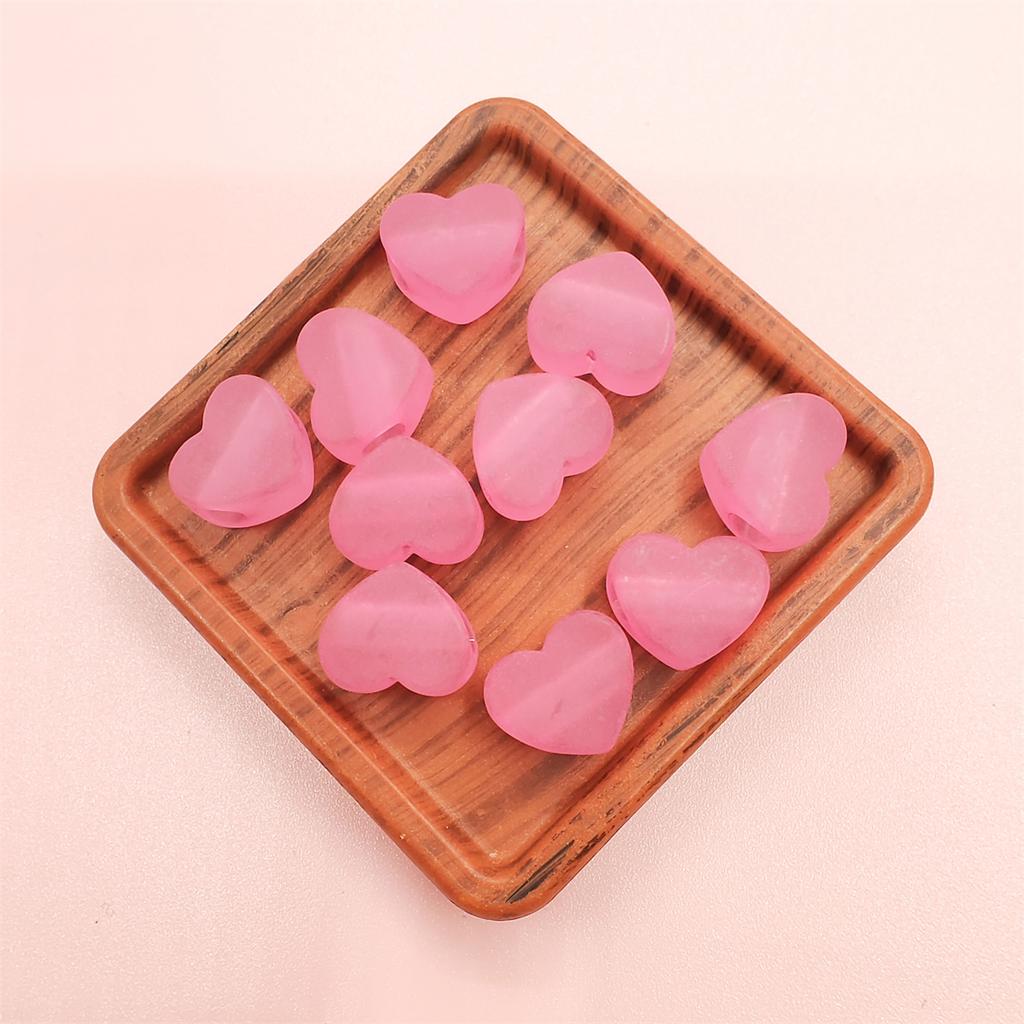 50Pcs DIY Accessories Handmade For Heart Shape Jewelry Making Transparent Frosted Acrylic Beads Earrings Hair Jewelry Bracelet Necklace Charms
