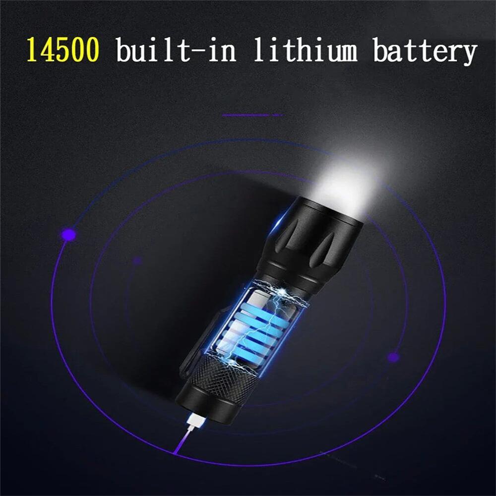 Mini LED USB Charge Flashlight COB+XPE Portable Torch Camping Lantern Zoomable Focus Light Tactical Flashlight with Pen Clip