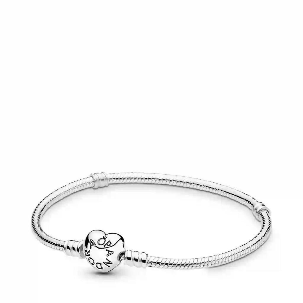

Pandora Moments Heart Clasp Snake Chain Bracelet 590719-21 For Women