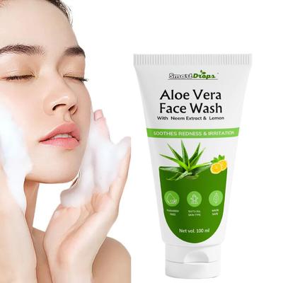 Aloe Vera Gesichtswaschgel - Gesichtsreiniger Gesichtspeeling Reinigung Akne Ölkontrolle Mitesserentferner, 3,38 fl oz