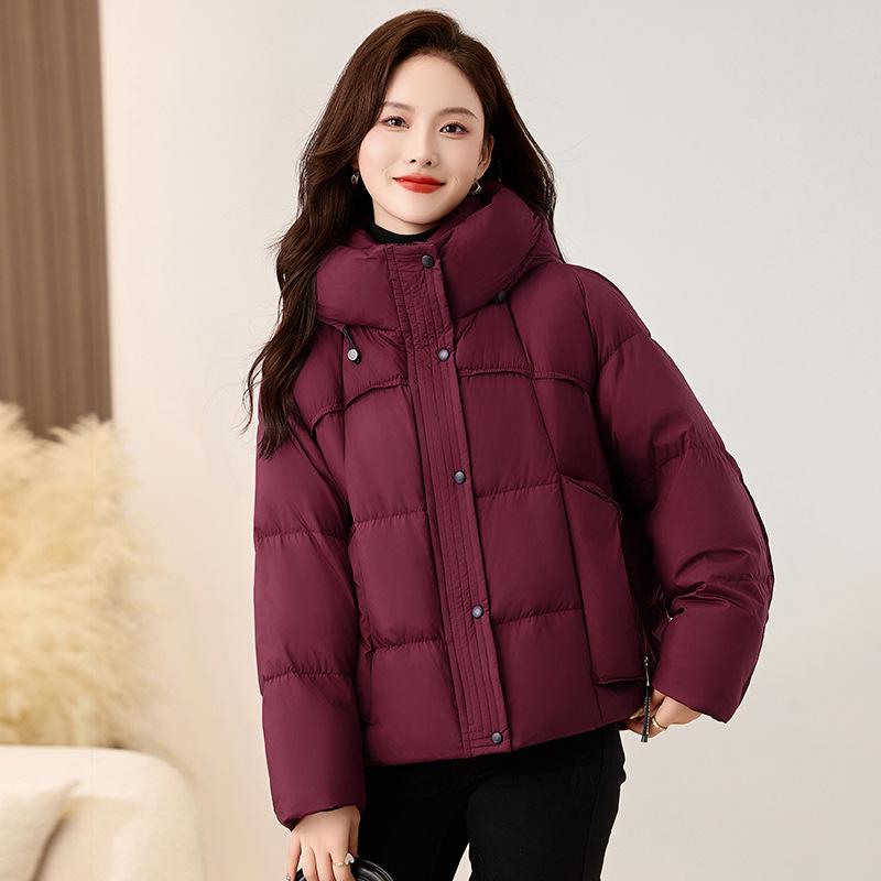 

Women s Hooded White Duck Down Jacket - Winter Fashion, Thick, Loose-Fit, Short Coat YX86196 M (45-55 kg) сірий колір