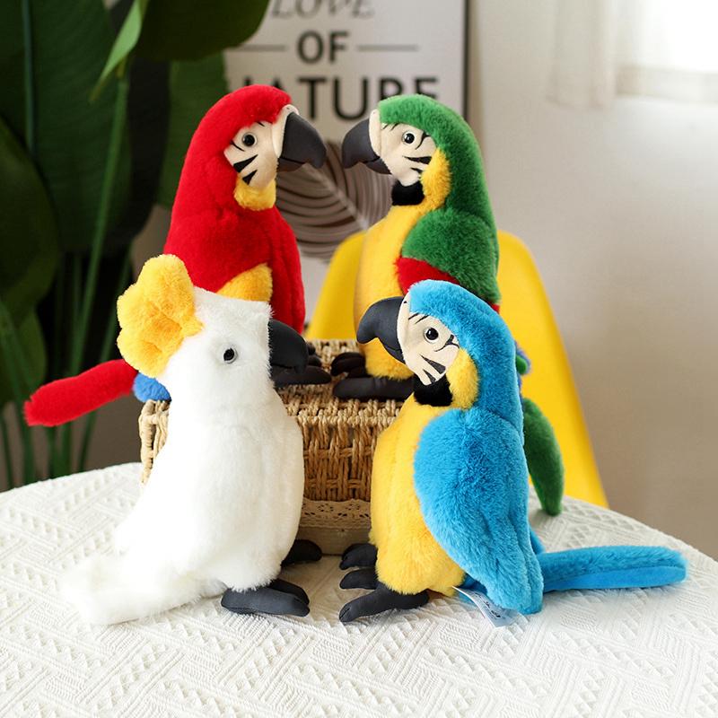 25cm Lebensechter Papageien Plüschtier Simulation Ara Puppe Cartoon Stoffvogel Tier Plüschpuppe Geburtsdatum Geschenk entworfen für Kinder Heimdekoration
