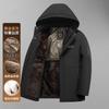 Men's Winter Removable Hat Medium and Long Thermal Cotton-padded Coat Medium and Old Casual Hooded Cotton Thickened Cotton Jacket
