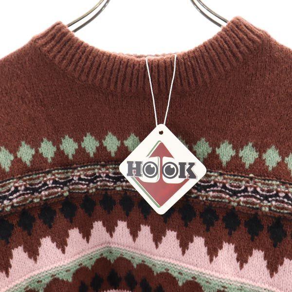 Unused HOOK Long Sleeve Cotton Sweater L Brown Knit Men's Used