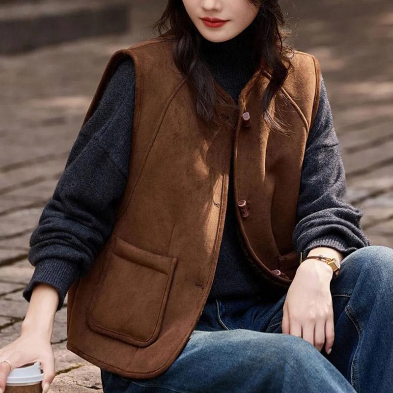 Vest for Women Sleeveless Leather Tops Solid Color Vest Oversize Loose Versatile Casual Sleeveless Coat Vest Top