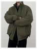 Men's Winter Maillard Stripe Cotton Jacket with Stand Collar - Japanese Neutral Style, Thick and Loose