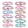 12 Peças/conjunto Pulseiras Elásticas de Contas com Pingente de Unicórnio para Crianças Meninas Lembrancinhas de Festa de Aniversário Enchimento de Pinata Presentes para Convidados Chá de Bebê