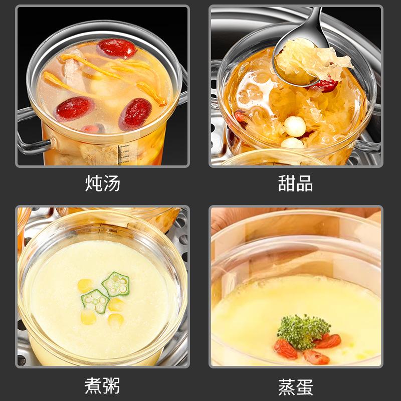 Transparent Heat-resistant Glass Pan Binaural Soup Pot Household Stew Pot Cooking Cookware Kitchen Accessories