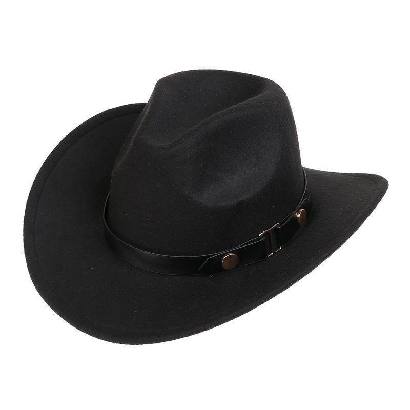 Western Cowboy Top Hat Spring And Autumn New Jazz Hat Big Brim Pentagram Belt Accessories Felt Hat Men And Women