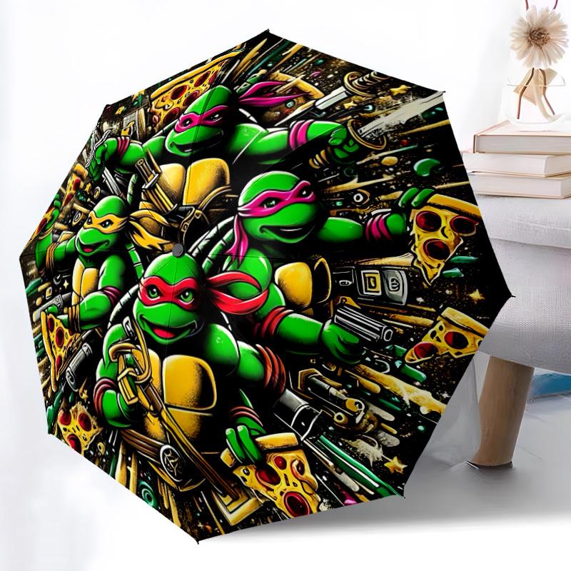 1pc Turtles Automatic Folding Umbrella - Compact 8-Rib Design, Durable Plastic & Iron, Perfect Gift for Friends & Family, yy250923036