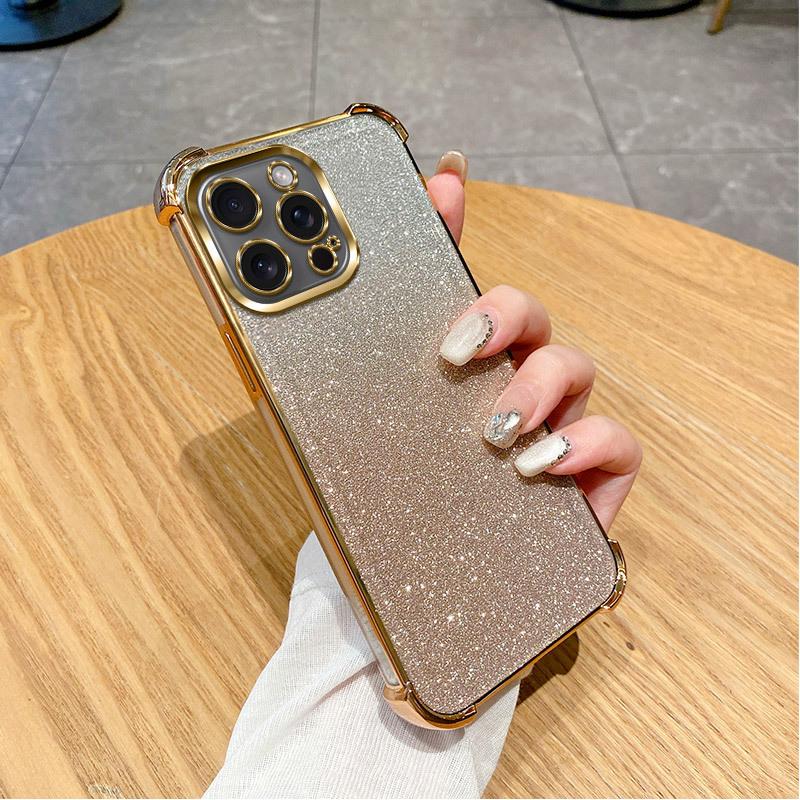 

Блестящий Роскошный Гальванизированный Прозрачный Чехол для телефона Для Vivo Y400 Y300 Pro Y200i Y100i Y02 Y02S Y03 Y04 Четырехугольная противоударная Крышка vivo Y300 Pro золотой