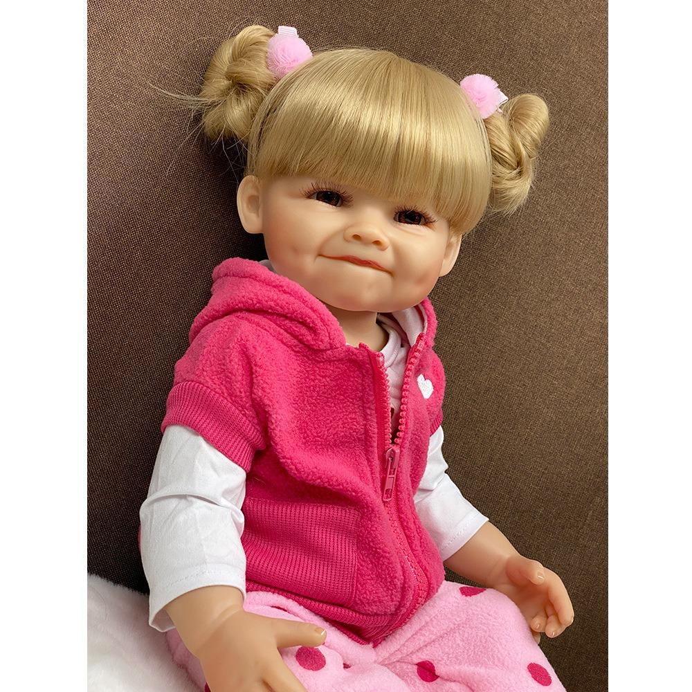 Realistic Reborn Baby Girl Dolls Betty Raya Pasted Wig Hair Simulation Doll 55cm Full Silicone Body Bathing 22 Inch Collection Art Doll Baby Play Toys