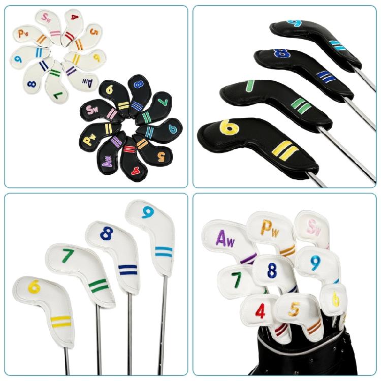 9Pcs Golfs Club Head Cover Golfs Club Cover Iron Headcover PU Leather Iron Head Cover Waterproof Golfs Putter Cover Set