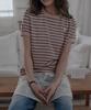 HARDCORE HAPPINESS Hch Badge Striped Ringer T-Shirt_Pink